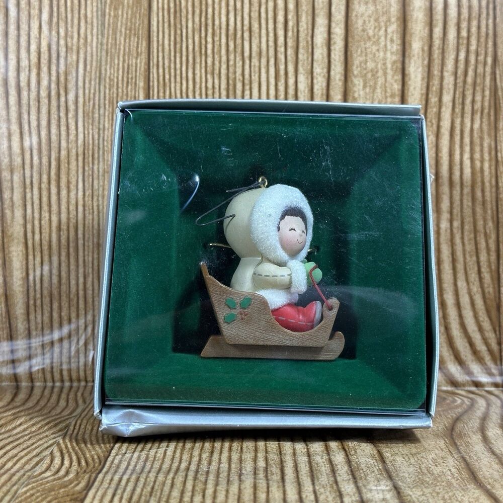 Vintage Enesco "Arctic Charmer" Christmas‎ Sledder Ornament W/Original Box 1983